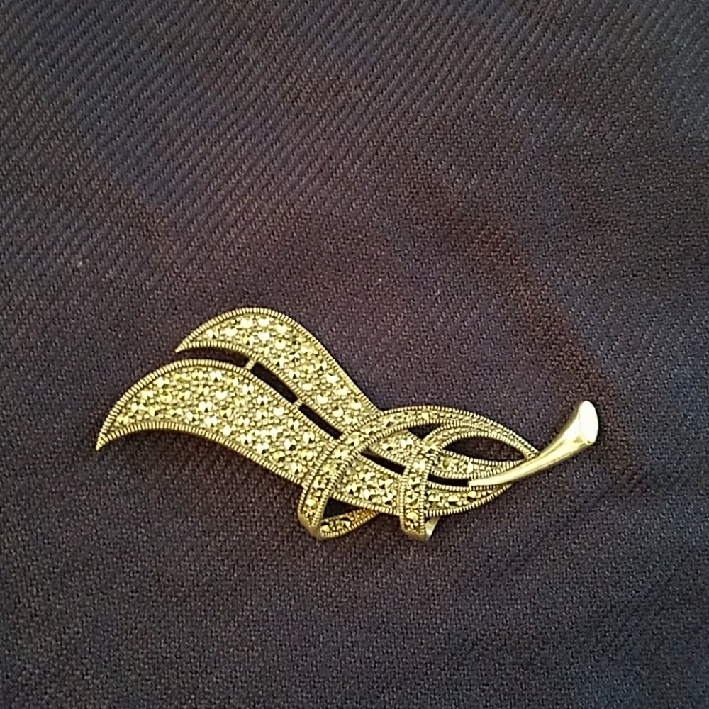 Sterling Silver Marcasite Art Deco Pin
